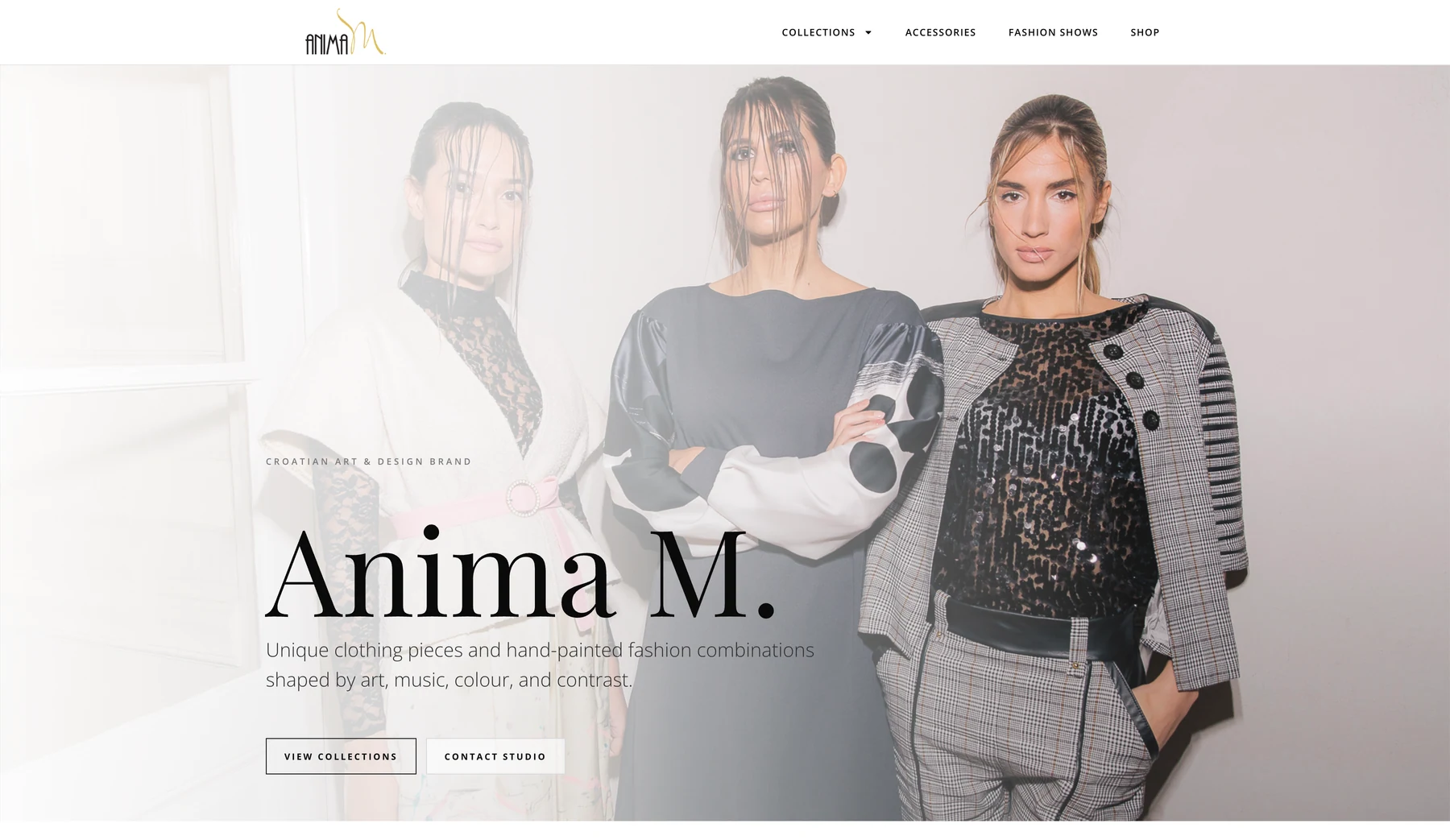 Anima M. fashion brand website screenshot