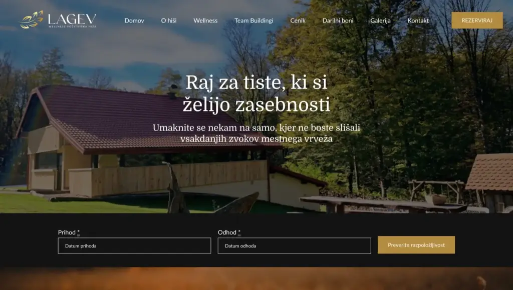 Hisalagev.si hospitality website screenshot