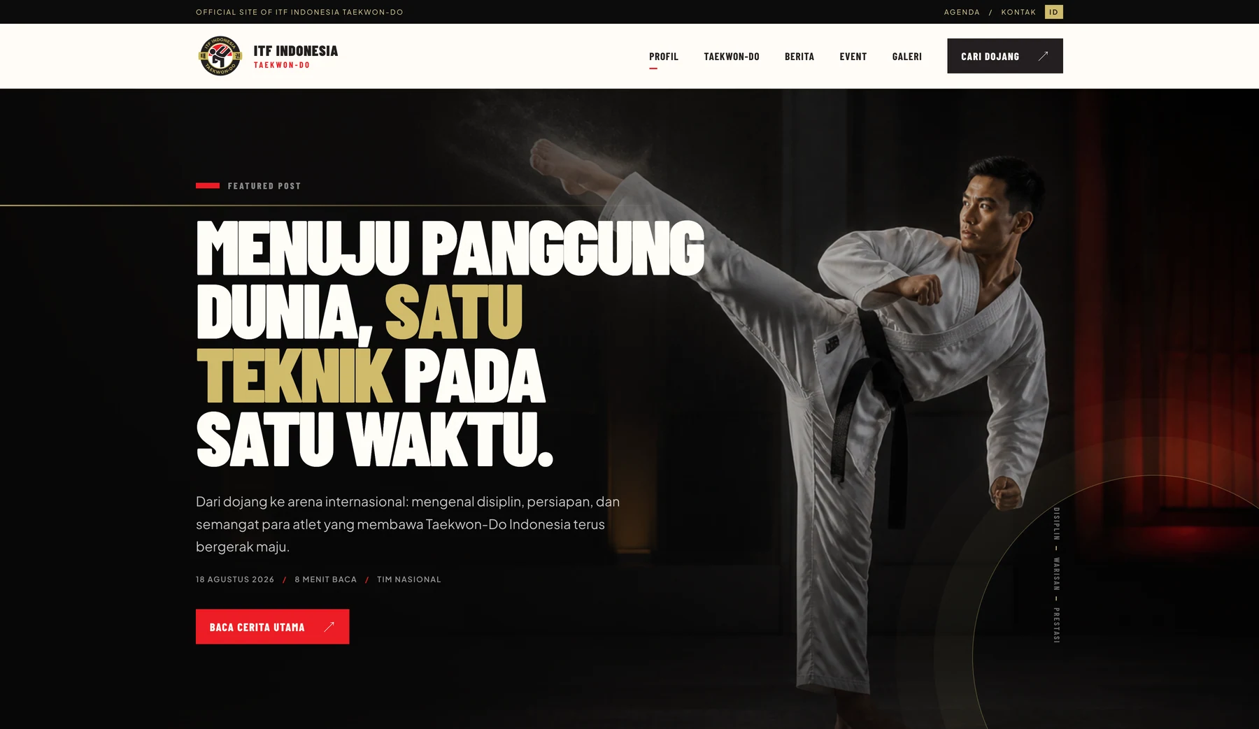 ITF Indonesia Taekwon-Do organization website screenshot