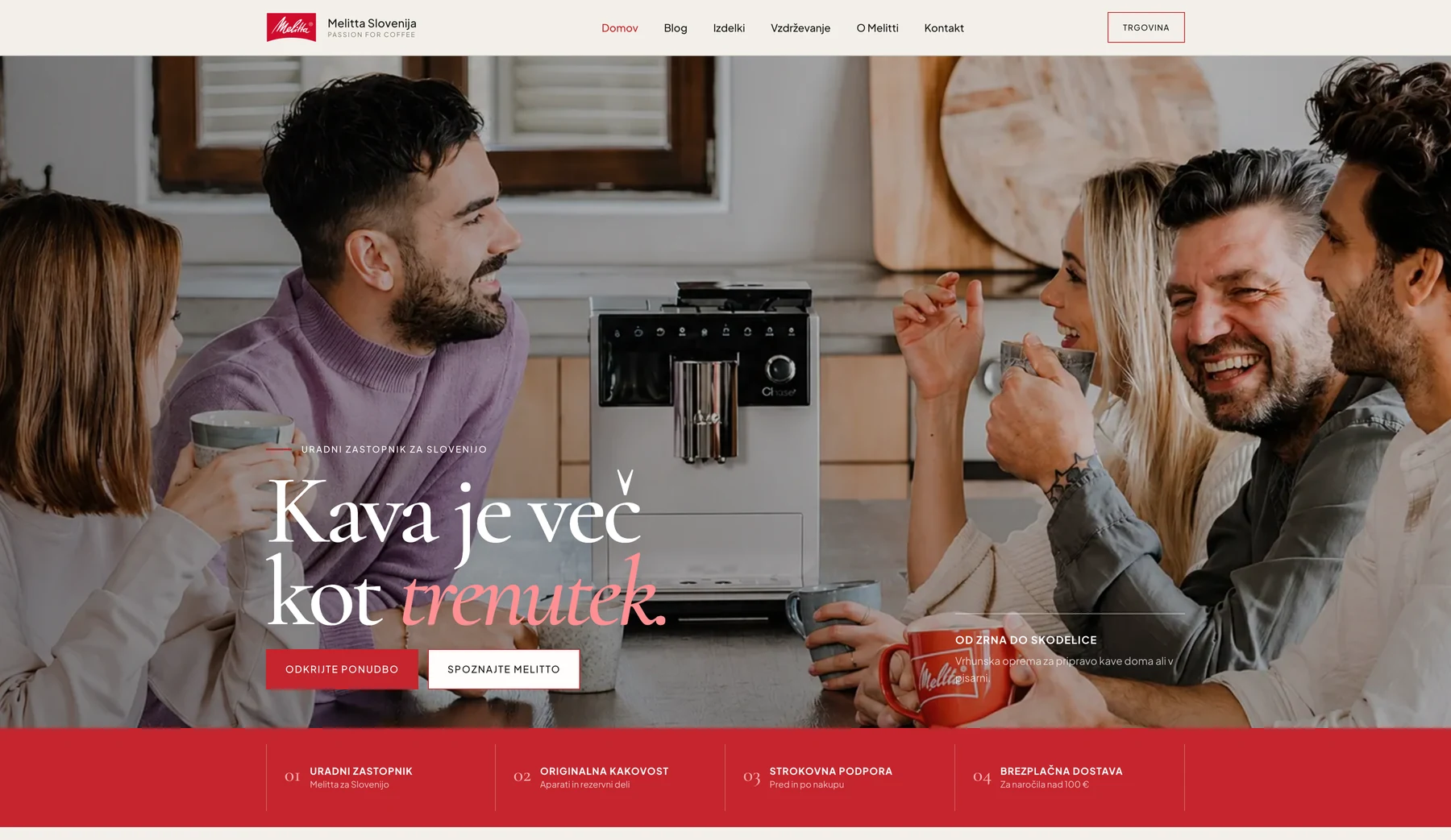 Melitta Slovenija website screenshot